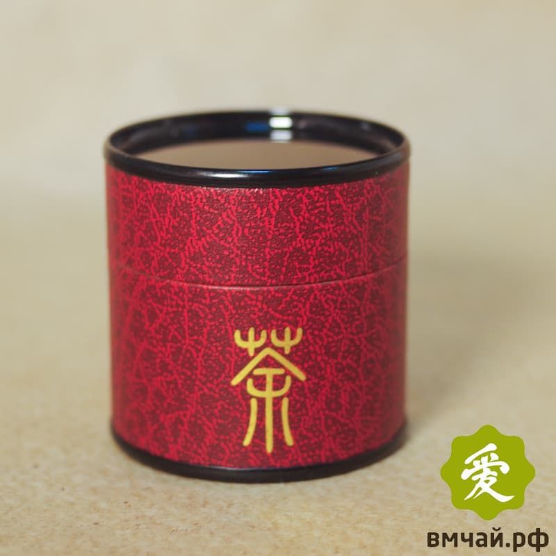 Банка картонная с иероглифом "Чай" 25 гр. Бордовая 