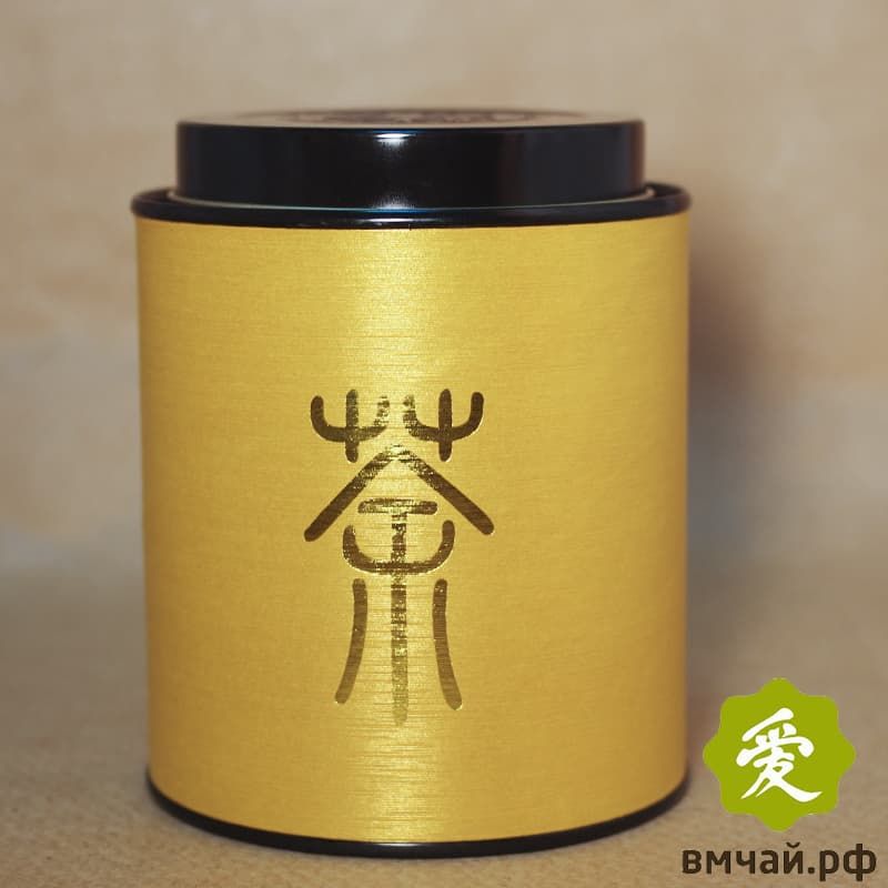 Банка картонная с иероглифом "Чай" 100 гр. Желтая 