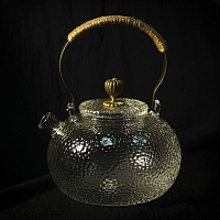 Чайник Стекло "Котелок" , с Бронзовой ручкой, 650 мл