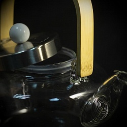 Чайник Стеклянный 1 литр, бамб. ручка, метал. крышка - 4