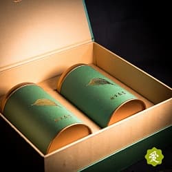 Подарочная коробка, Золотой лист, 2 банки, зеленая  - 6