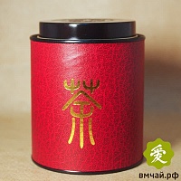 Банка картонная с иероглифом "Чай" 100 гр. Бордовая 