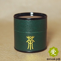 Банка картонная с иероглифом "Чай" 25 гр.Темно зеленая