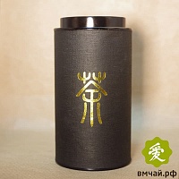 Банка картонная с иероглифом "Чай" 250 грамм Черная