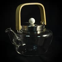 Чайник Стеклянный 1 литр, бамб. ручка, метал. крышка